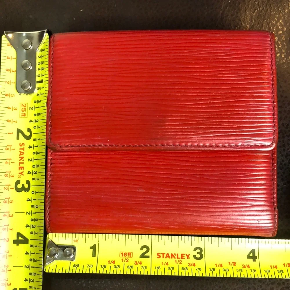 LOUIS VUITTON Red Epi Portefeiulle Elise Trifold Coin Cash Wallet Authentic - Picture 2 of 16